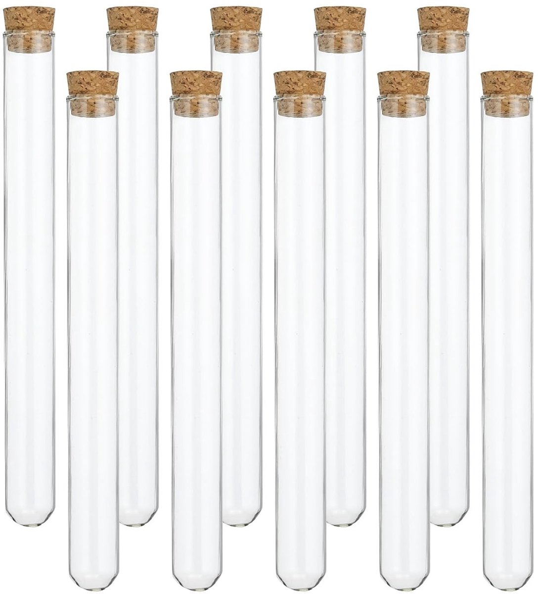 Testbuizen 25 ml - 1000 Stuks - Ronde Transparante Glas met Kurken Sluiting voor Plantenpropagatie, Wetenschappelijke Experimenten en Opslag van Badzouten