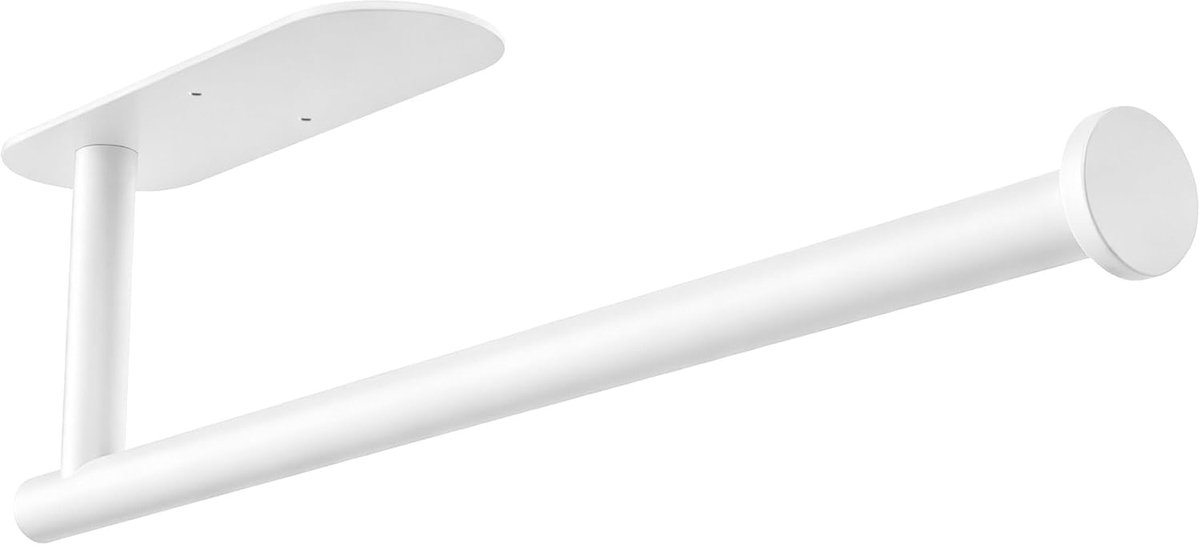 Thijox - Witte Keukenrolhouder Zonder Boren, Zelfklevende Muur Bevestiging, Roestvrij Staal, Ideaal voor Alle Keukenpapier - Keuken Accessoire, Makkel