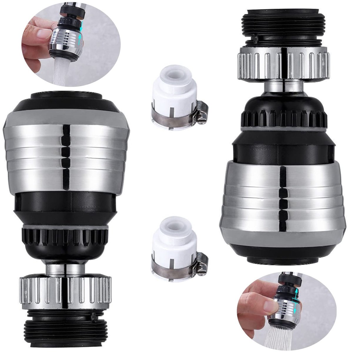 Dailygoods- Kraanverlenging Hoogwaardig ABS - Kraan Beluchter - Draaibare Kraan - Waterbesparende Kraan - 2 Stuks - Eenvoudige Installatie - Kraanfilter
