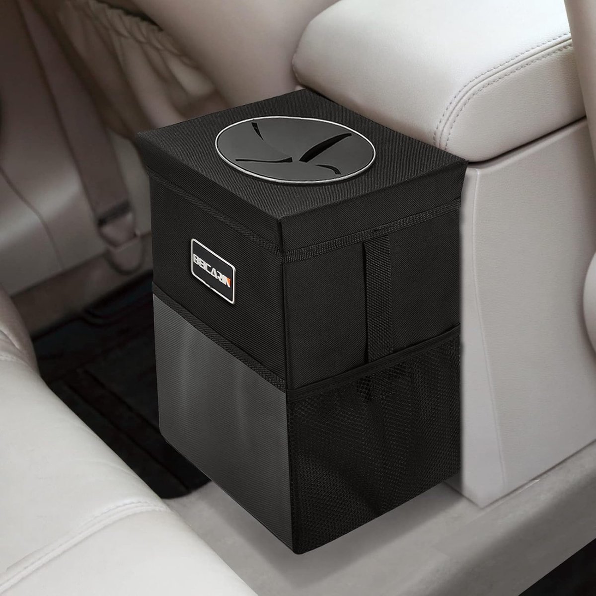 SnelShoppen - Autoprullenbak met Deksel - Hangend, Opvouwbaar, Waterdicht, Multifunctionele Auto-Organizer met Opbergzakken, Lekvrije Vuilnisbak voor