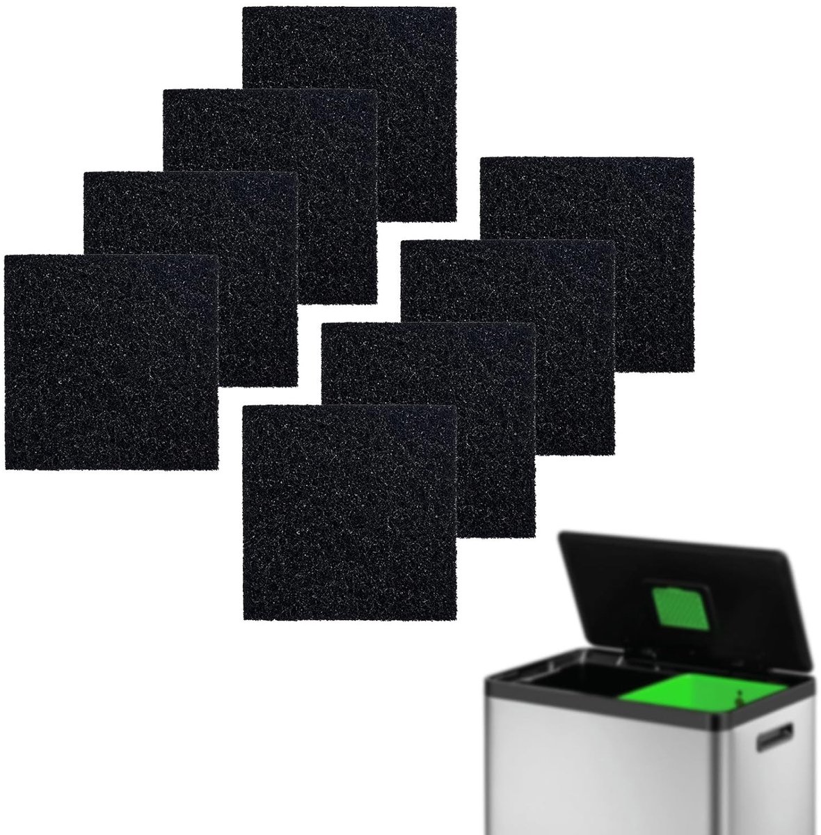 8 Stuks Deodorizing Filters voor Vuilnisbakken, Actieve Koolstof Geurverdrijver, Contactloze Geurverwijdering voor Frisse Ruimtes