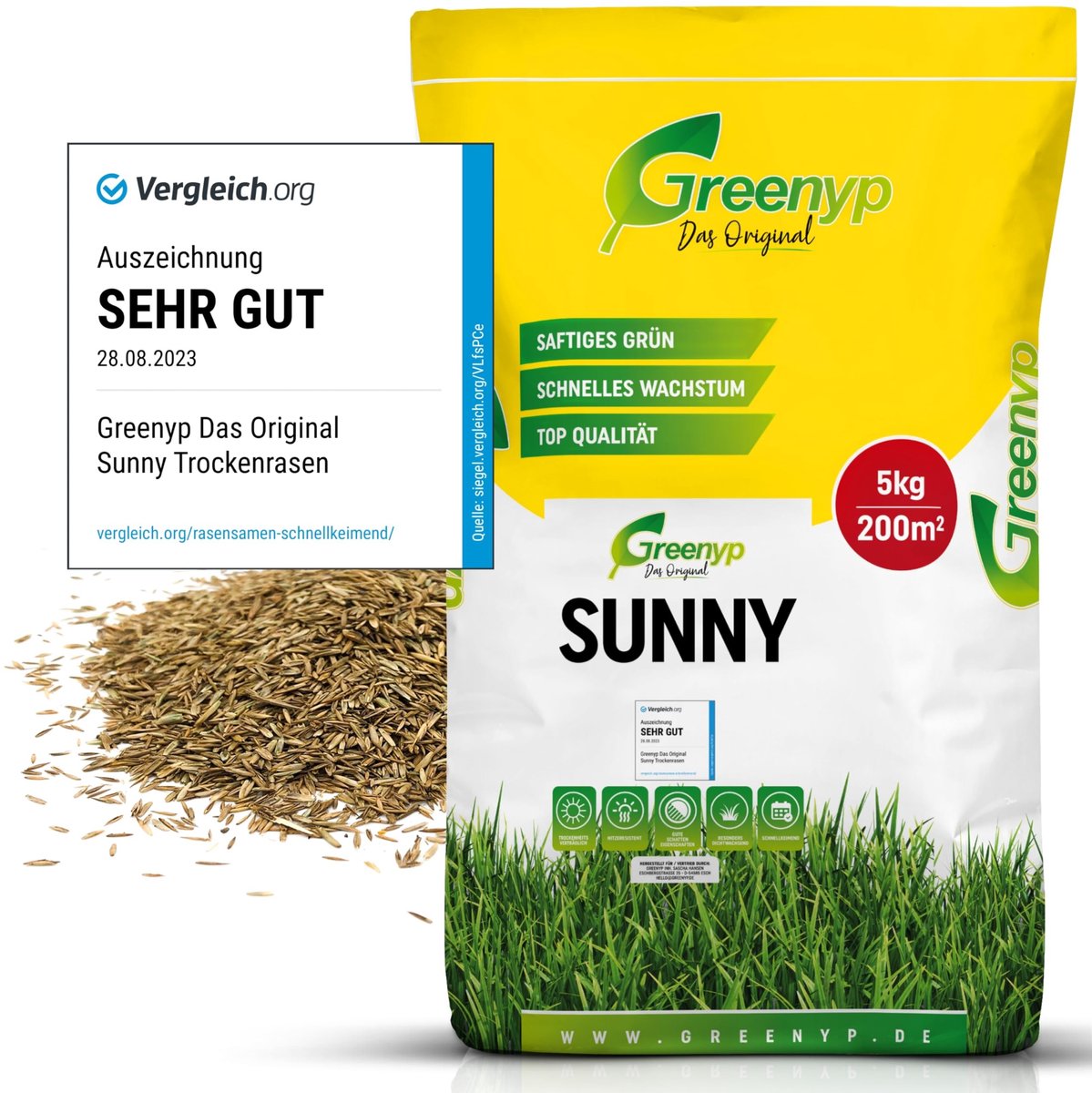 Dailygoods- Graszaad Snelkiemend - 5 kg voor 200 m² - Droogtebestendig - Dicht groeiend - Onderhoudsvriendelijk - Geschikt voor zandgronden - Gazonmengsel