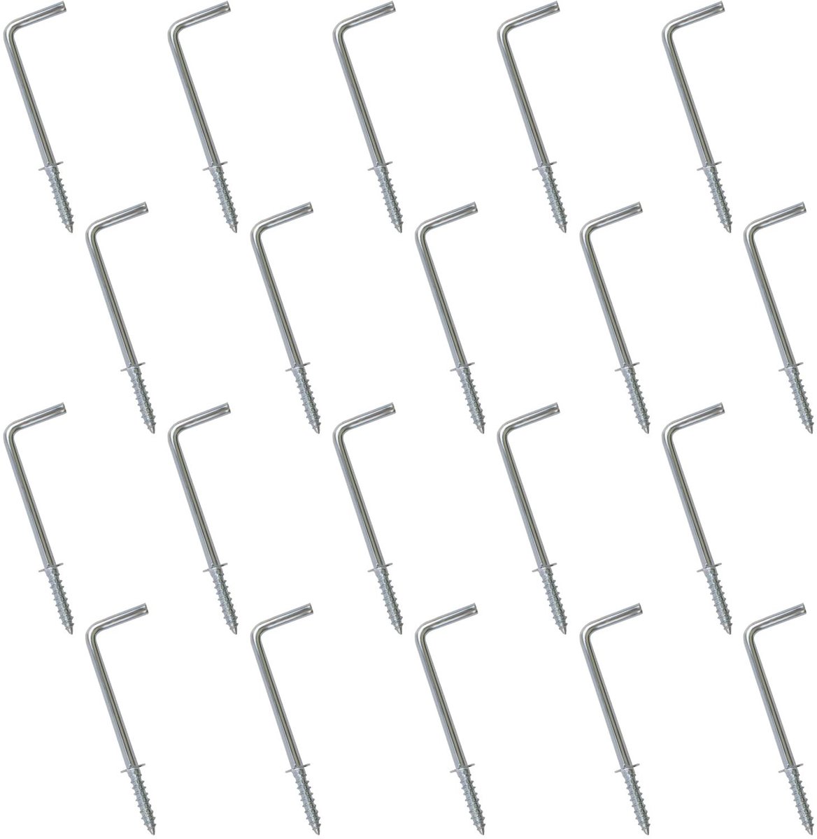 Dailygoods- L-haakschroeven 20 stuks - L-vormige haken - zelftappende schroef - koolstofstaal - waterdicht - stevig en duurzaam - Ophanghaken