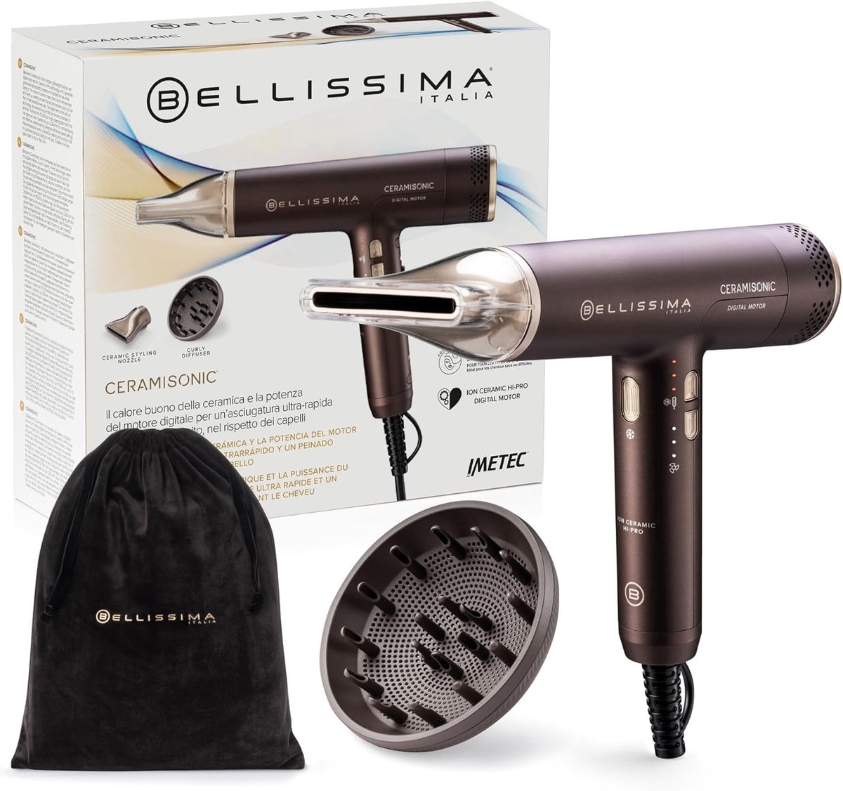 Thijox - Digitale Haardroger Ion Ceramic Hi-Pro, 228 km/u, 300 g, Anti-kroes, Ultrastil, Zacht voor Haar en Gevoelige Huid, Professionele Haarstyling