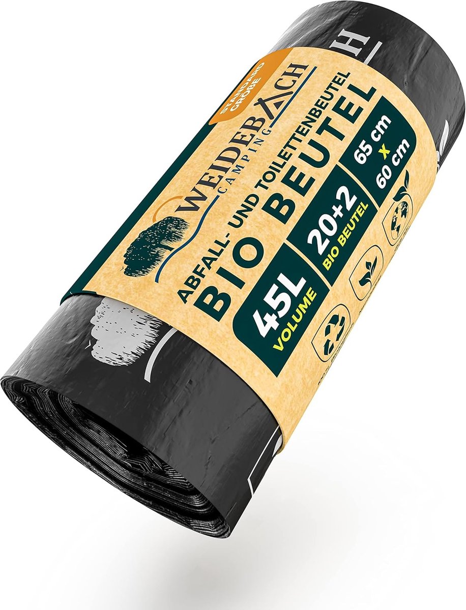 SnelShoppen - Pack van 22 Biodegradeerbare Toilettassen 45L, Waterdichte Camping Toilettassen, Nood Toilettassen voor Standaard Camping Toiletten