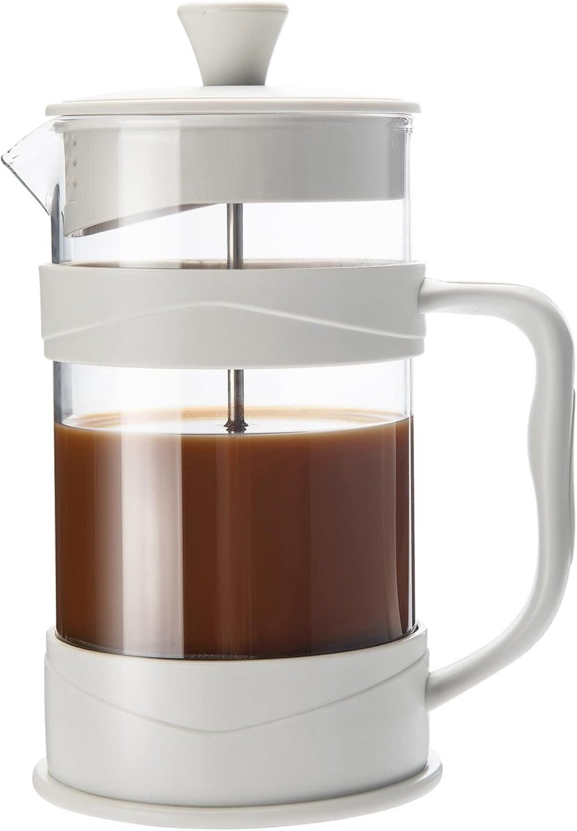 Thijox - French Press Koffie/Thee Maker, Camping Mini Koffiezetapparaat 304 Roestvrij Staal, Hittebestendig Glas, Cold Brew Koffie Pers 11,8 oz voor T