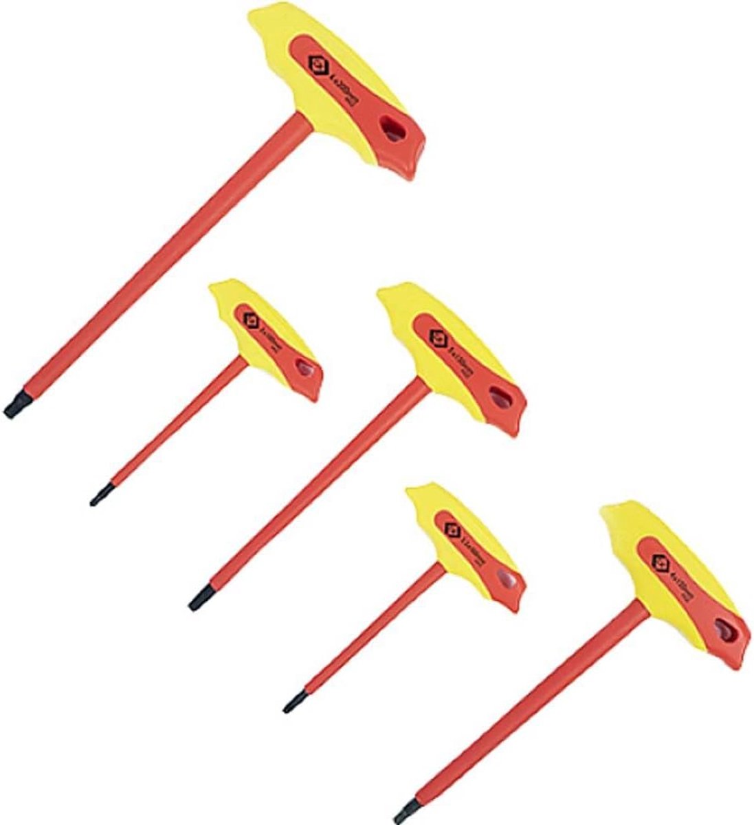 SnelShoppen - Geïsoleerde T-handvat Hex Key Set - 5-delige Set - Hoogwaardige Gereedschappen voor Klusprojecten - Perfect voor Elektrische Klussen - S