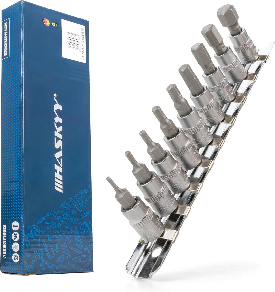 Thijox - Inbussleutel Bitset 1/4" H2-H10 - 9-delige Dopsleutel Inbus Bits Set voor Schroevendraaier en Ratel - Professionele Zeskant Dopset - Hoogwaar