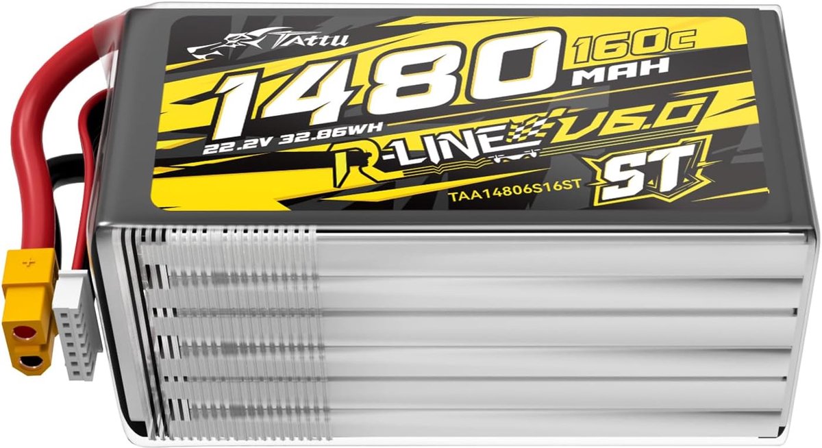 Thijox - Krachtige 6S 1480mAh R-Line V6 22.2V 160C LiPo-accu met XT60 - Ideaal voor FPV Racing & Freestyle, Hoog vermogen, Lichtgewicht, Betrouwbaar,