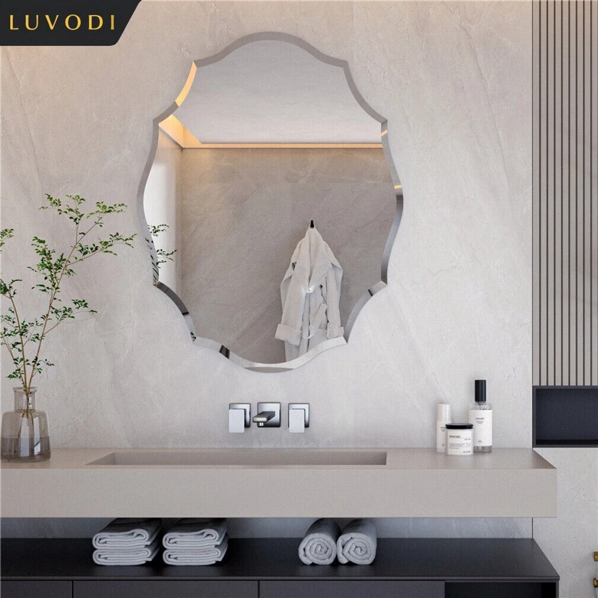 Dailygoods - Frameloze Wandspiegel - Decoratief Kunstontwerp met Afgeschuinde Rand