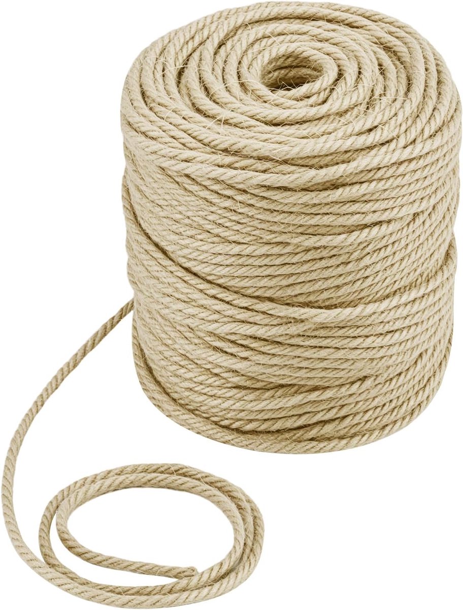 Thijox - 100M Jute Koord 4 mm - Sterk Jute Touw voor Cadeau Inpakken, Knutselen, Tuinieren, Feestdecoratie, Eco-vriendelijk, Natuurlijk