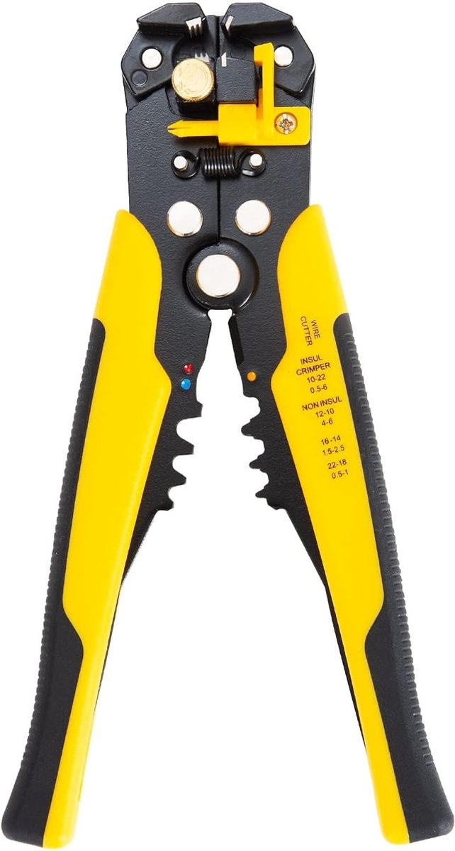 Thijox - Automatische striptang 3-in-1 snij-, striptang en krimptang voor geïsoleerde en niet-geïsoleerde kabelschoenen, geschikt voor kabels van 0,2-