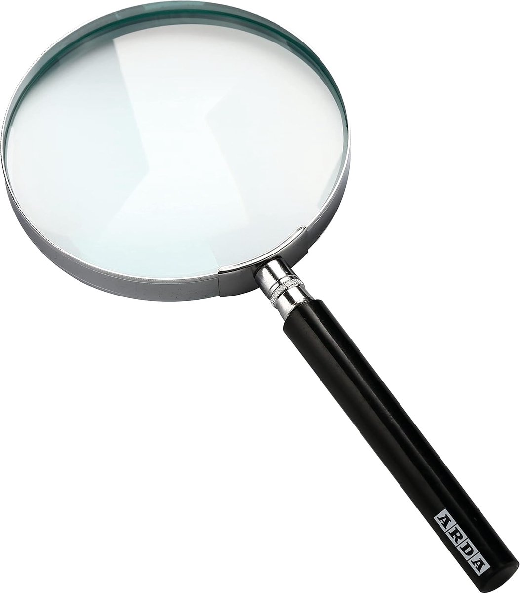 SnelShoppen - Vergrootglas 100 mm - Classic Design, 2x Zoom, Optisch Glas, Metalen Ring, Handzaam, Ideaal voor Hobby, Lezen, Tuin, Camping, Onderzoek