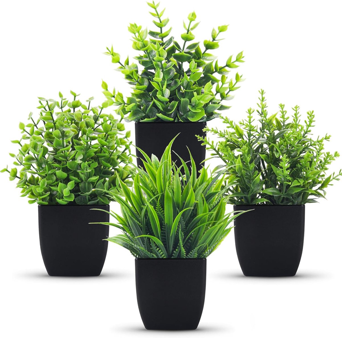 SnelShoppen - 4 Pack Kunstplanten Mini Nep Planten voor Binnen - Kleine Kunstmatige Planten met Zwarte Pot voor Kantoor, Thuis, Plank, Decoratie, Kuns
