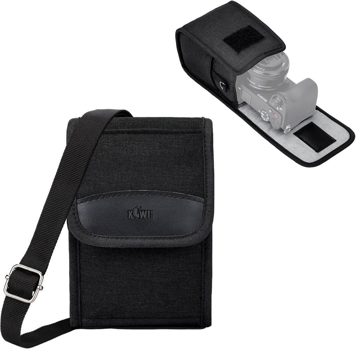 SnelShoppen - Compacte cameratas, schoudertas voor SLR/spiegelloze camera's, zwart, waterdicht, met schouderriem, ideaal voor fotografie en reizen