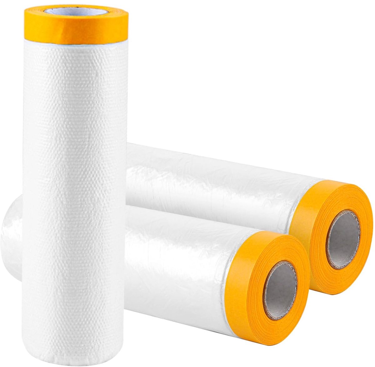 Thijox - 3 Rollen Afdekfolie met Plakband 270 cm x 20 m - Transparante PE-folie voor Stofbescherming en Autolakken - Ideaal voor Schilderwerk en Renov