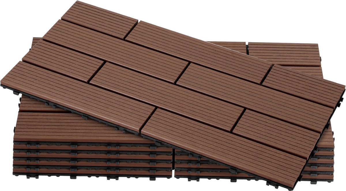 WPC Vlondertegels 30x60 cm - Roodbruin - 36 stuks/6 m² - Waterbestendige Tuintegels