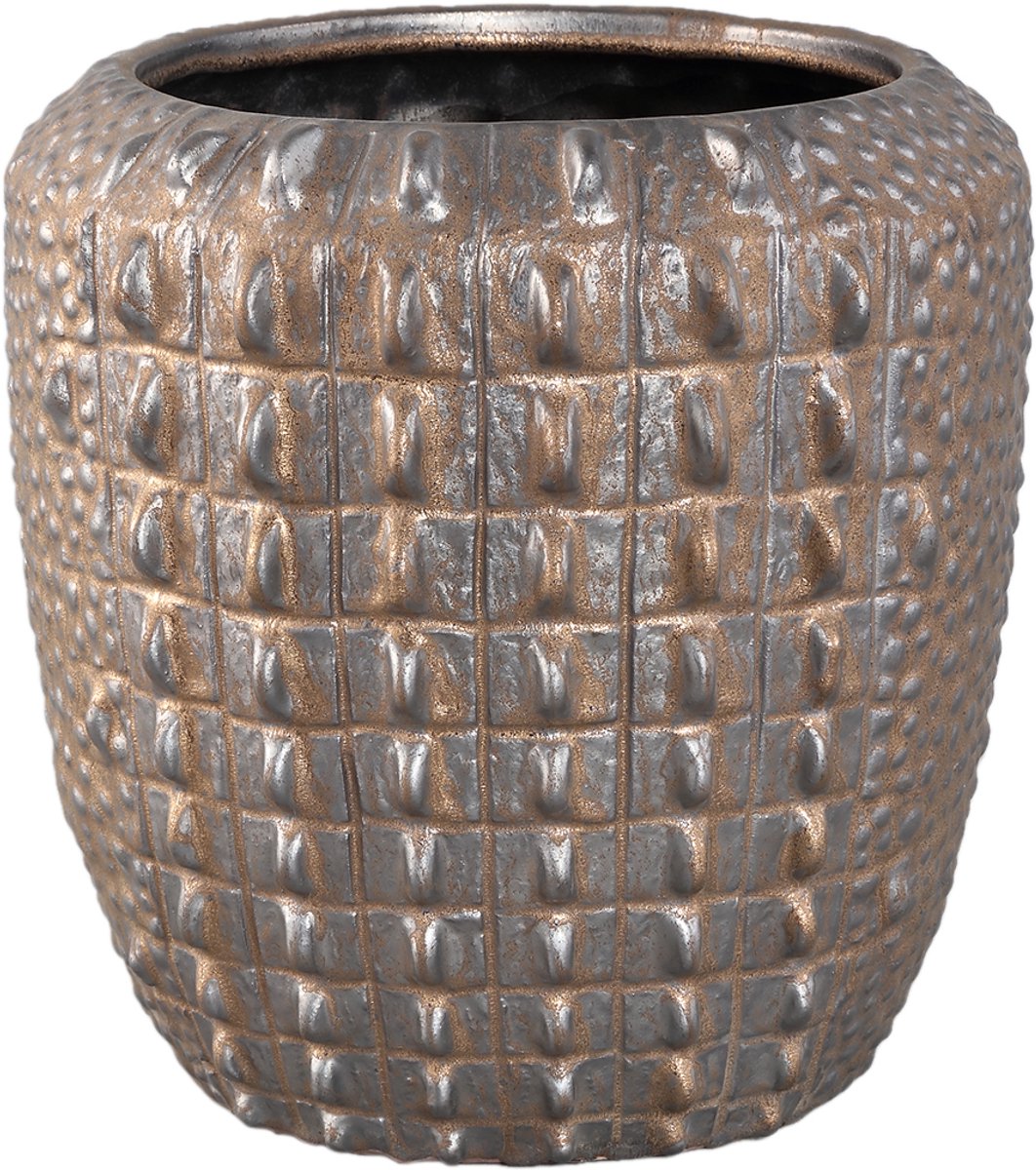 PTMD Crocco Bronze Ceramic Round Pot Croco Pattern M