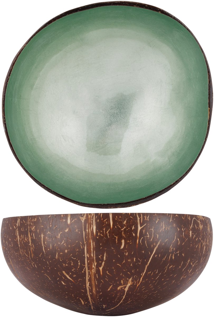 Cocosbowl Metallic Mint Green Leaf D14cm