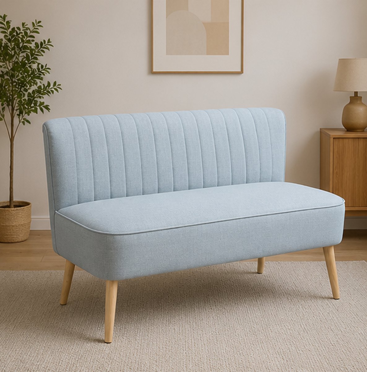 Oslo Compact 2-Zitsbank met Linnenlook - Novihome
