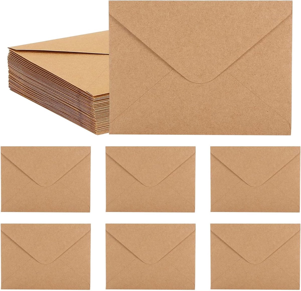 SnelShoppen - Vintage Kraft Enveloppen 50 Stuks, Nat Lijm, Perfect voor DIY, Kerstkaarten, Verjaardagskaarten, Uitnodigingen, Brieven, 11x16 cm