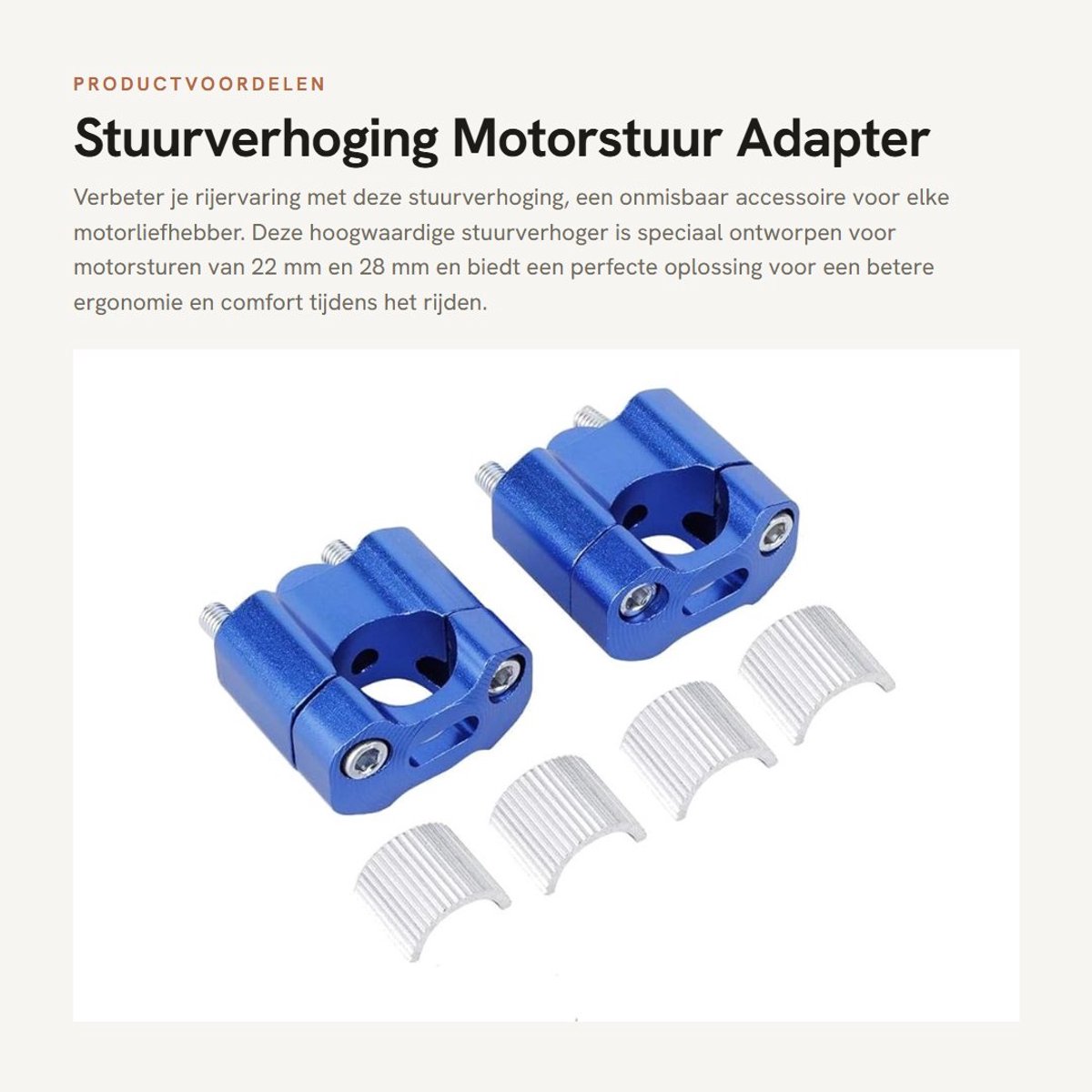 Dailygoods - Stuurverhoging - Motorstuur Adapter - CNC-aluminiumlegering - Blauw - Hoogwaardige Stuurverhoger - Geschikt voor 22 mm en 28 mm Stuur