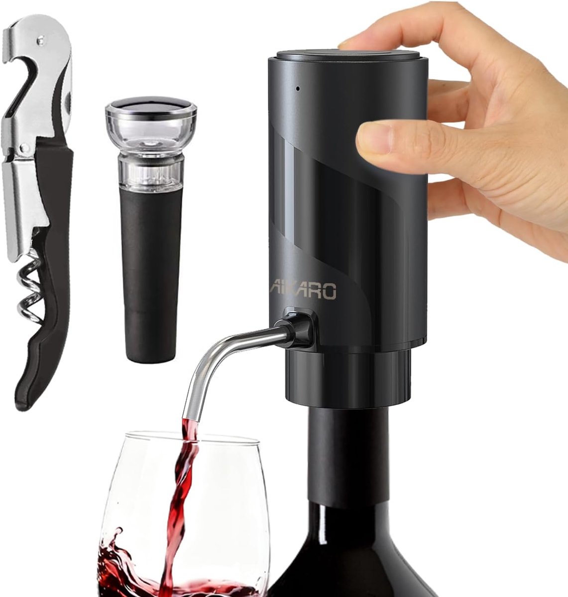 SnelShoppen - Elektrische Wijn Aerator Pourer - Oplaadbare Automatische Decanteerder met Kurkentrekker en Vacuumdop - Ideaal voor Wijnliefhebbers, Fee
