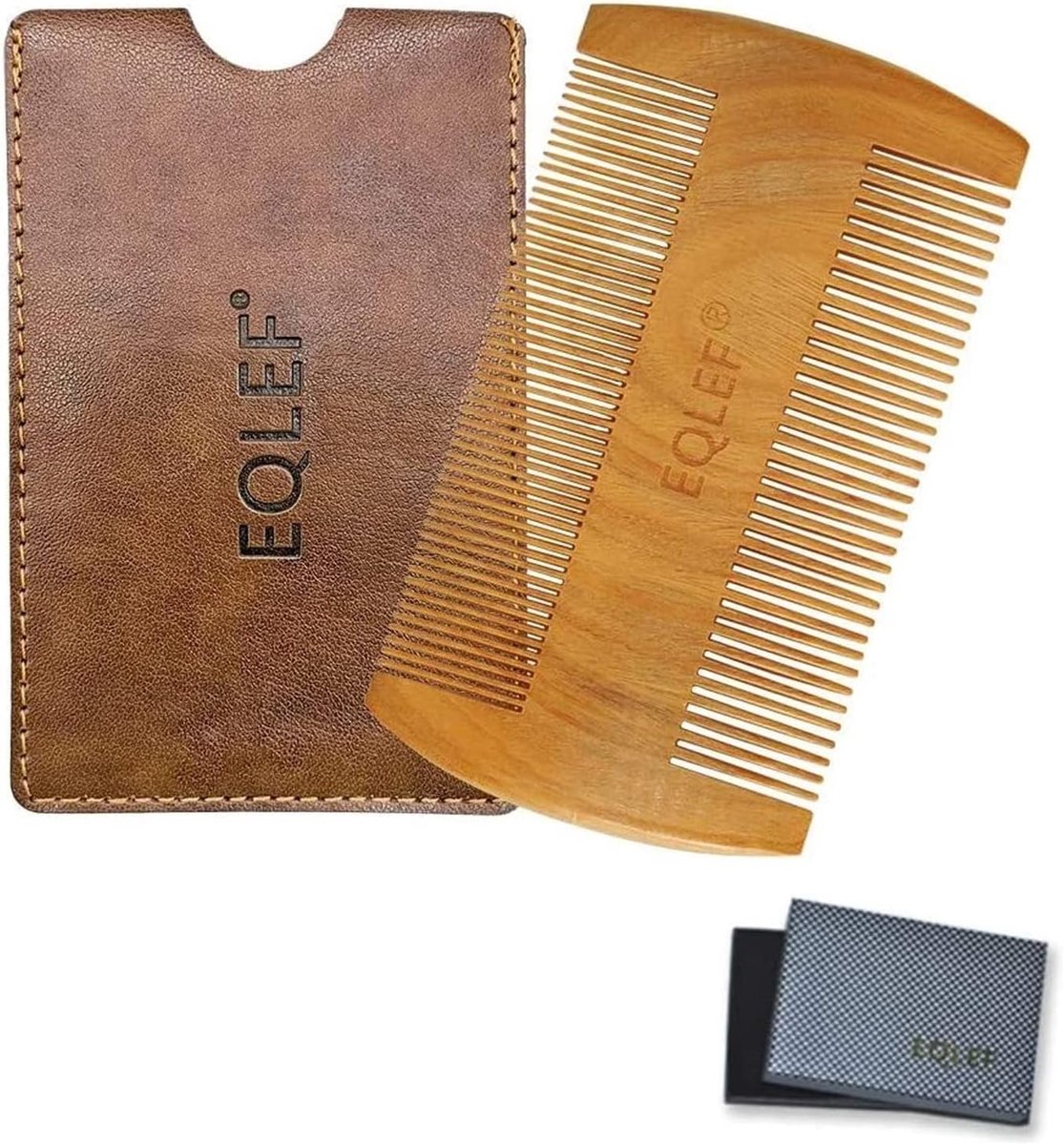 SnelShoppen - Houten Baard- en Snorrenkam - Dubbelzijdige Kam van 100% Groene Sandelhout - Handgemaakt - 9cm - Antistatisch - Voor Perfecte Baardverzo