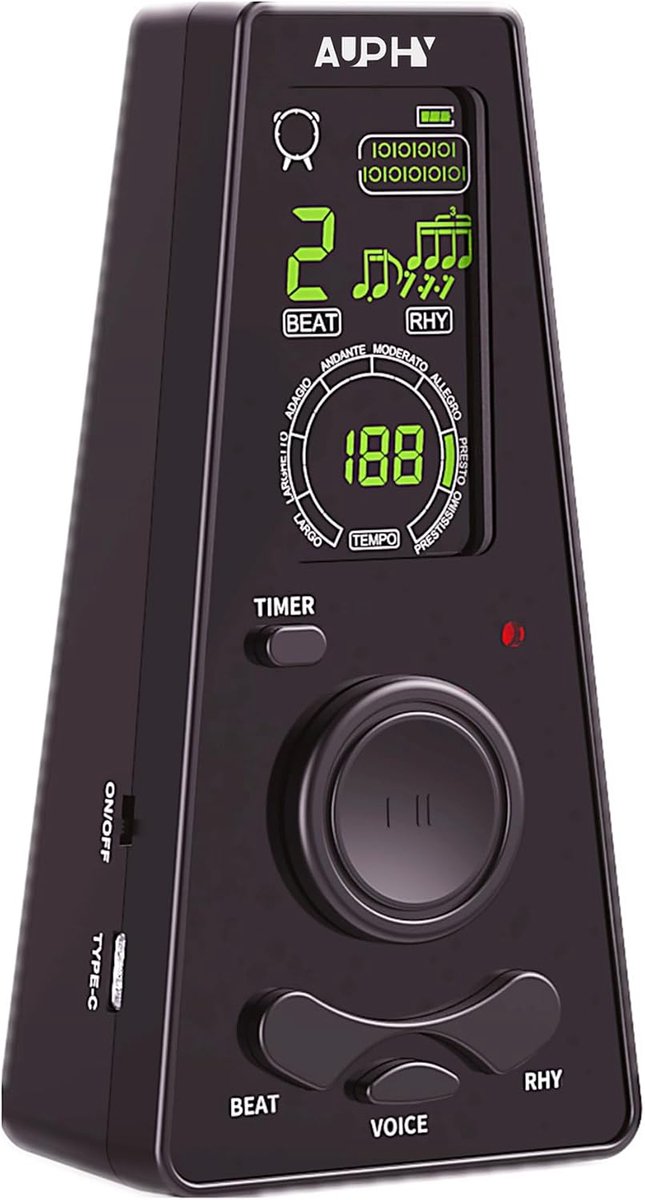Thijox - Digitale Metronoom met Kleurenscherm en Hoge Resolutie, Instelbare Tijd en Volume, Geschikt voor Gitaar, Piano, Viool, Saxofoon en Meer