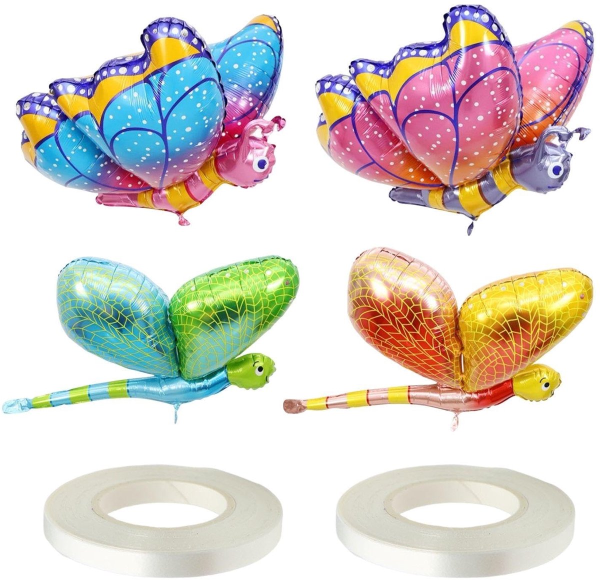 Dailygoods- Feestballonnen Creatieve Ontwerpen - Vlinderballonnen/Libelballonnen - Aluminium Blad - Feestdecoratie - 2 Kamers - Inclusief Witte Linten