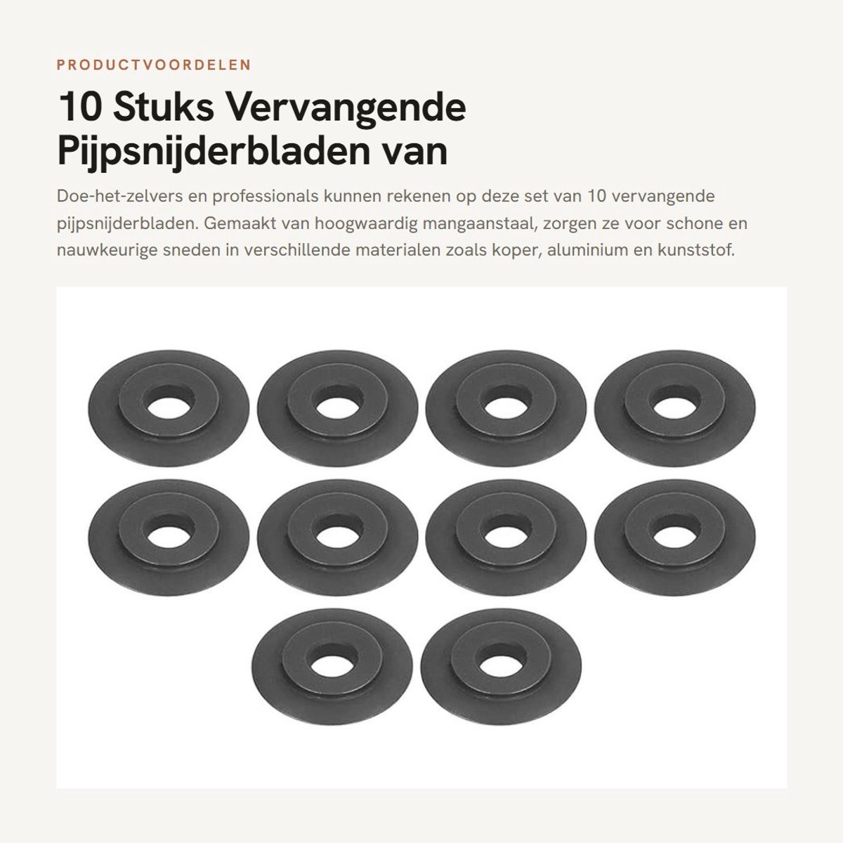 Dailygoods- Pijpsnijderbladen 10 Stuks - Vervangende Snijwielen - Mangaanstaal - Voor Koper/Aluminium/Kunststof - Nauwkeurige Snijprestaties - Glad Oppervlak