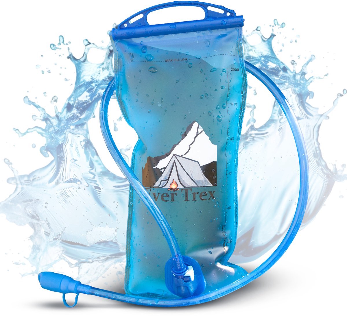 Ever Trex Waterzak - 2 Liter - PEVA - Drinkzak - Festival - Hardlopen - Kamperen - Voor Drinkrugzak - Blauw