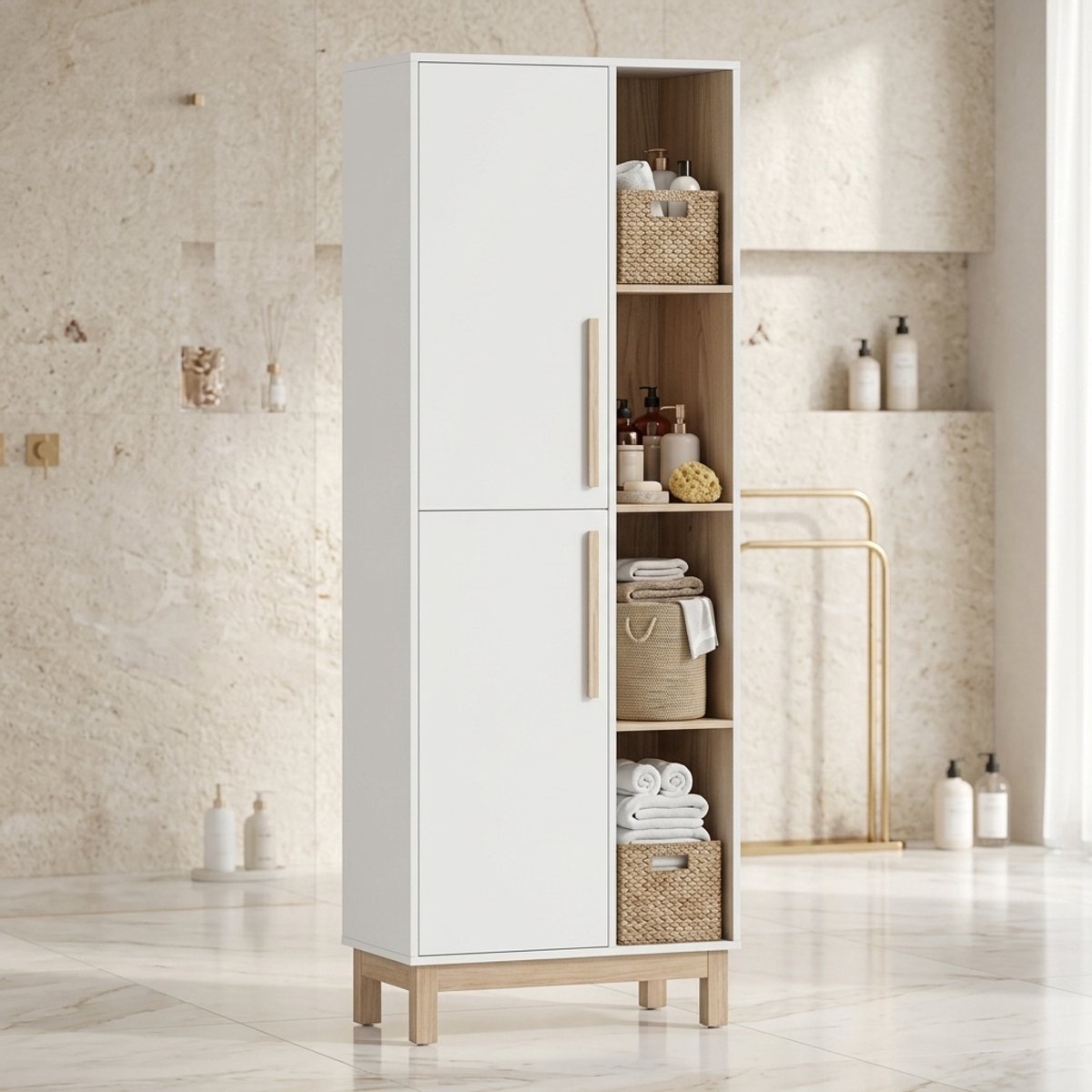 Kast - 5x35x176 cm - Wit - Novihome