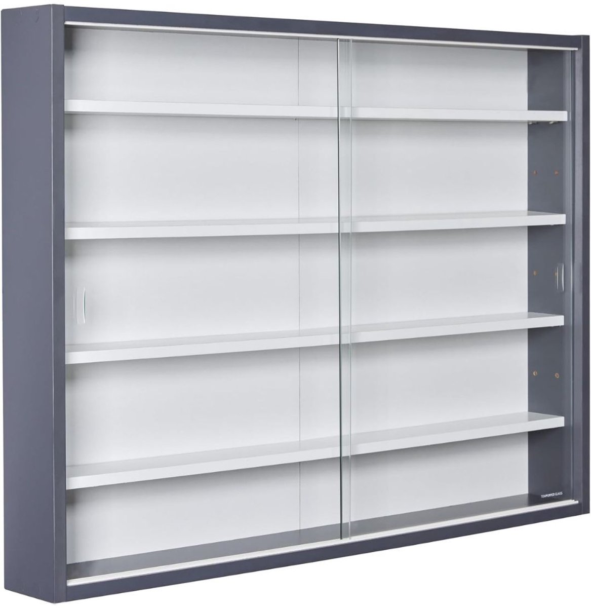Ploutos® Vitrinekast Met Glas - Hangvitrine - Wandvitrinekast - Grijs/Wit - 10cm x 80cm x 60cm