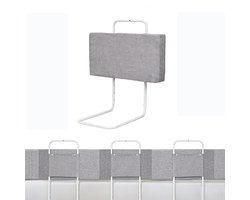 1x Baby bedhek 60 cm - zacht gewatteerde uitvalbeveiliging - hoogte verstelbaar 40-60 cm - Grijs