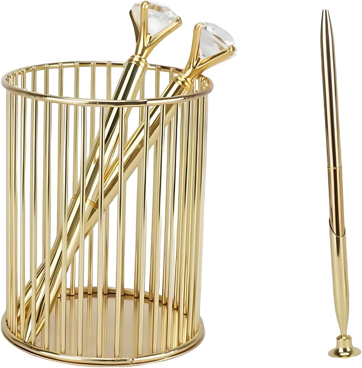 Dailygoods- Pennenhouder Goud - Bureau Organizer - Desk Organizer - Pennenbakje - Pennenetui - Schrijfgerei - Metalen Afwerking - Pencil Holder