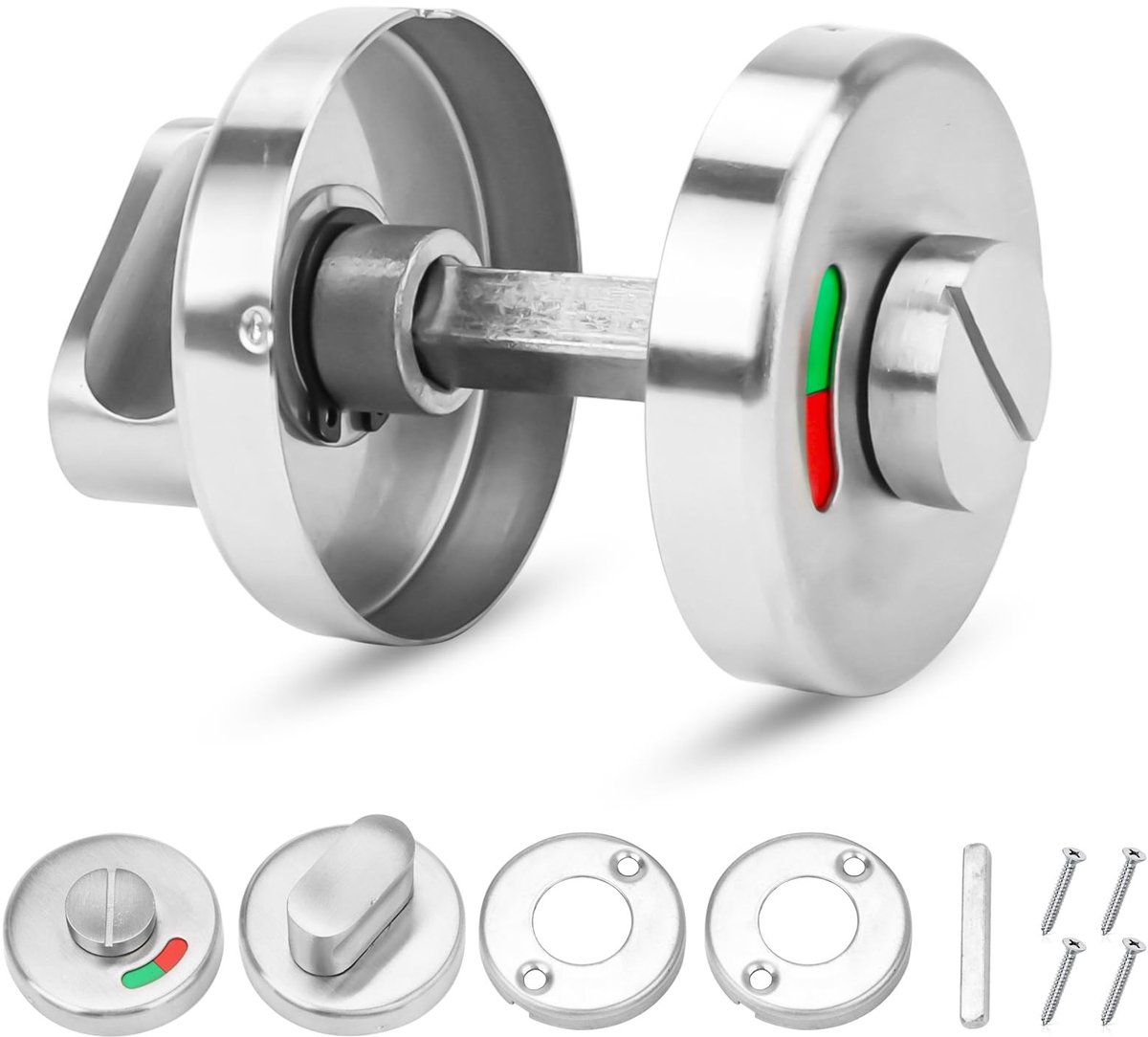 Dailygoods- WC-rozet - Draaibaar slot met bezettingsindicator - Roestvrij staal 304 - WC-slot met draaiknop - Voor badkamer/toilet - Inclusief schroeven - Deurslot