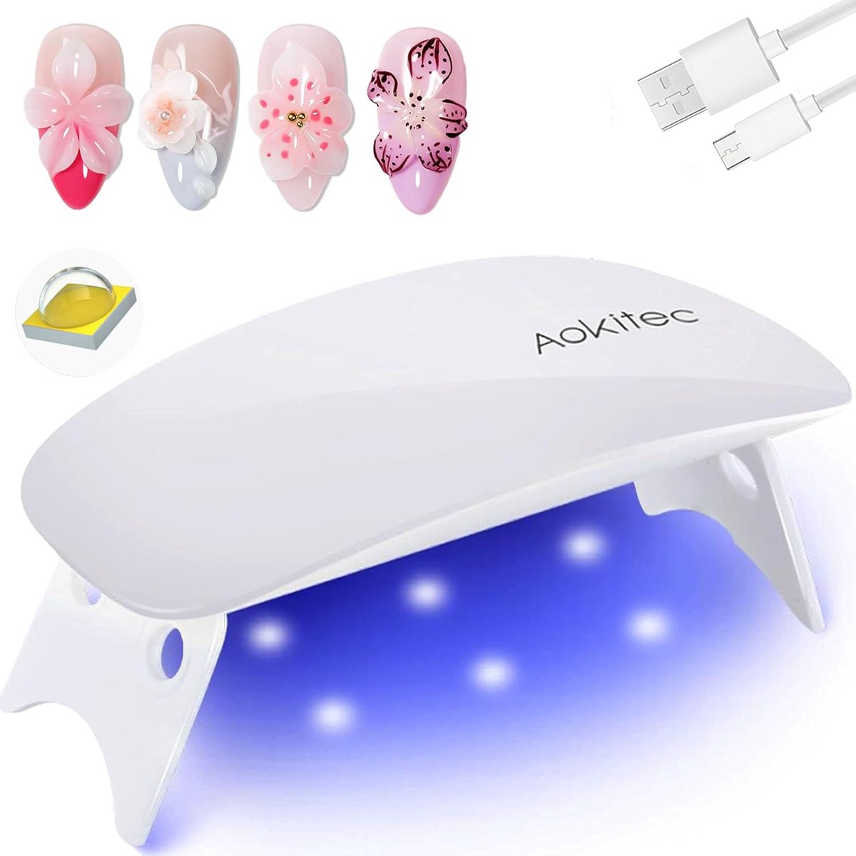 Thijox - UV-lamp voor gelnagels, mini LED-nagellamp met USB-kabel, nageldroger voor gel, polybuilder-gelnagels, 2 timers, professioneel gebruik