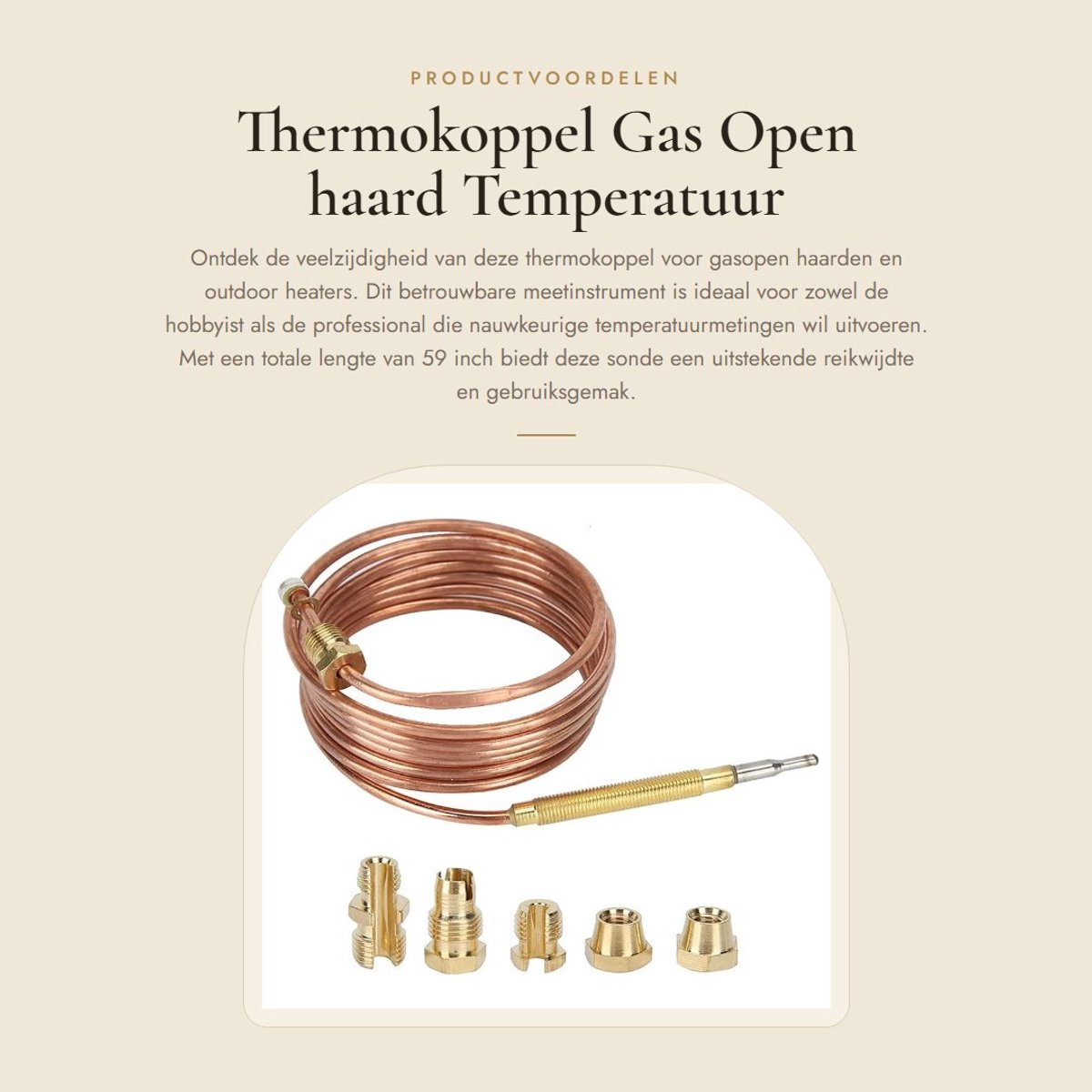 Dailygoods - Thermokoppel Gas Open haard - Temperatuur Sensing Sonde - 59 Inch - Geschikt voor Outdoor Heaters - Hoogwaardige metaalconstructie
