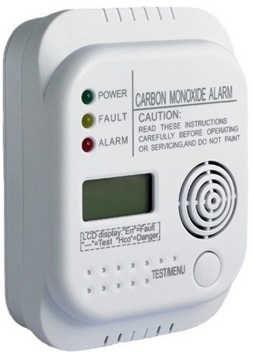 Koolmonoxidemelder met lcd-display - 85 dB alarm - werkt op batterijen
