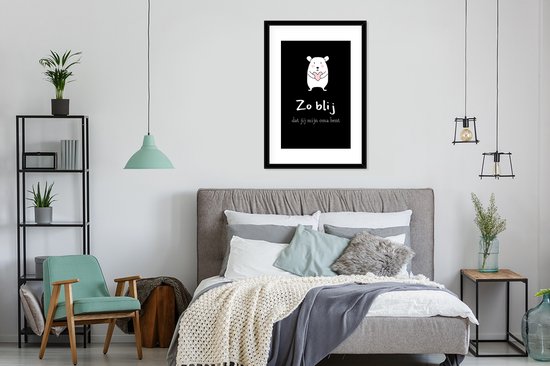 Fotolijst inclusief poster - Posterlijst 60x90 cm - Posters - Moederdag presentje voor oma – Zo blij dat jij mijn oma bent – zwart - Foto in lijst decoratie - Cadeau voor moeder - Moederdag cadeautje