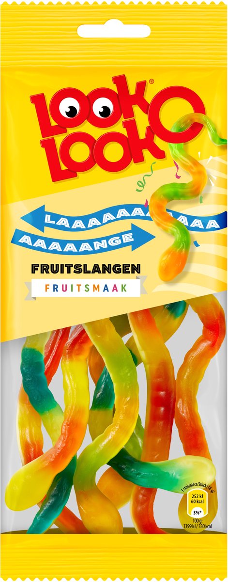 Look O Look Lange Fruitslangen - Snoep - 9x140gr