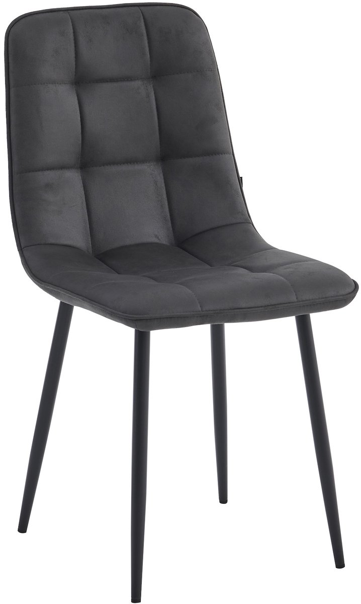 Colenis Bloqs Eetkamerstoel – Antraciet – Microvezel – Set van 6