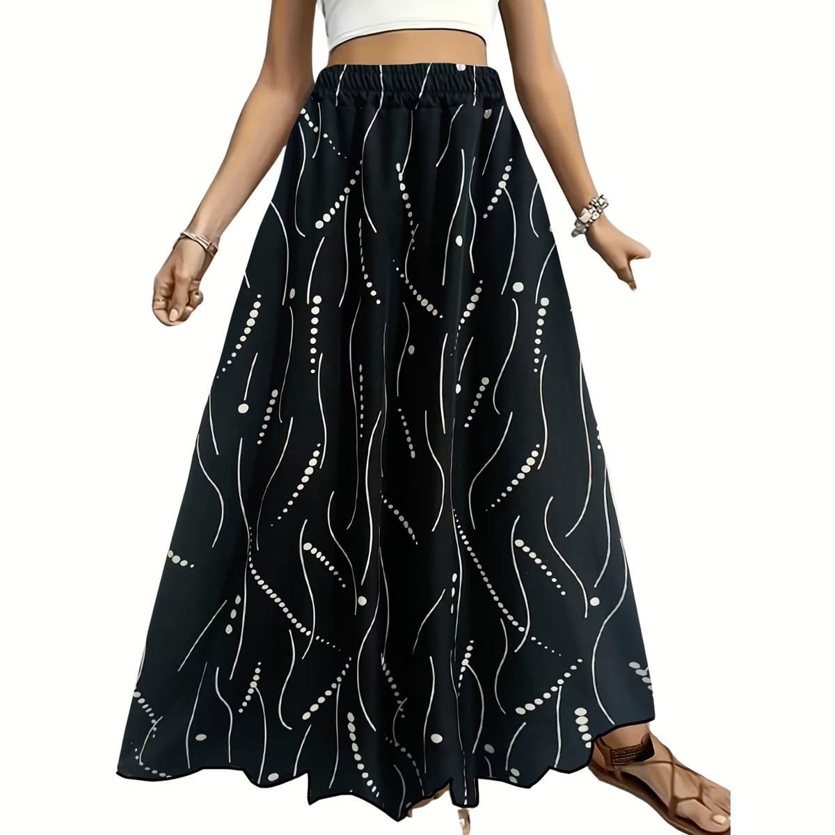 Currero Broekrok Dames Skort Skirts Skirt Rok Midi Korte Broek Culotte Wandelrok Rokje Legging 2XL Zwart