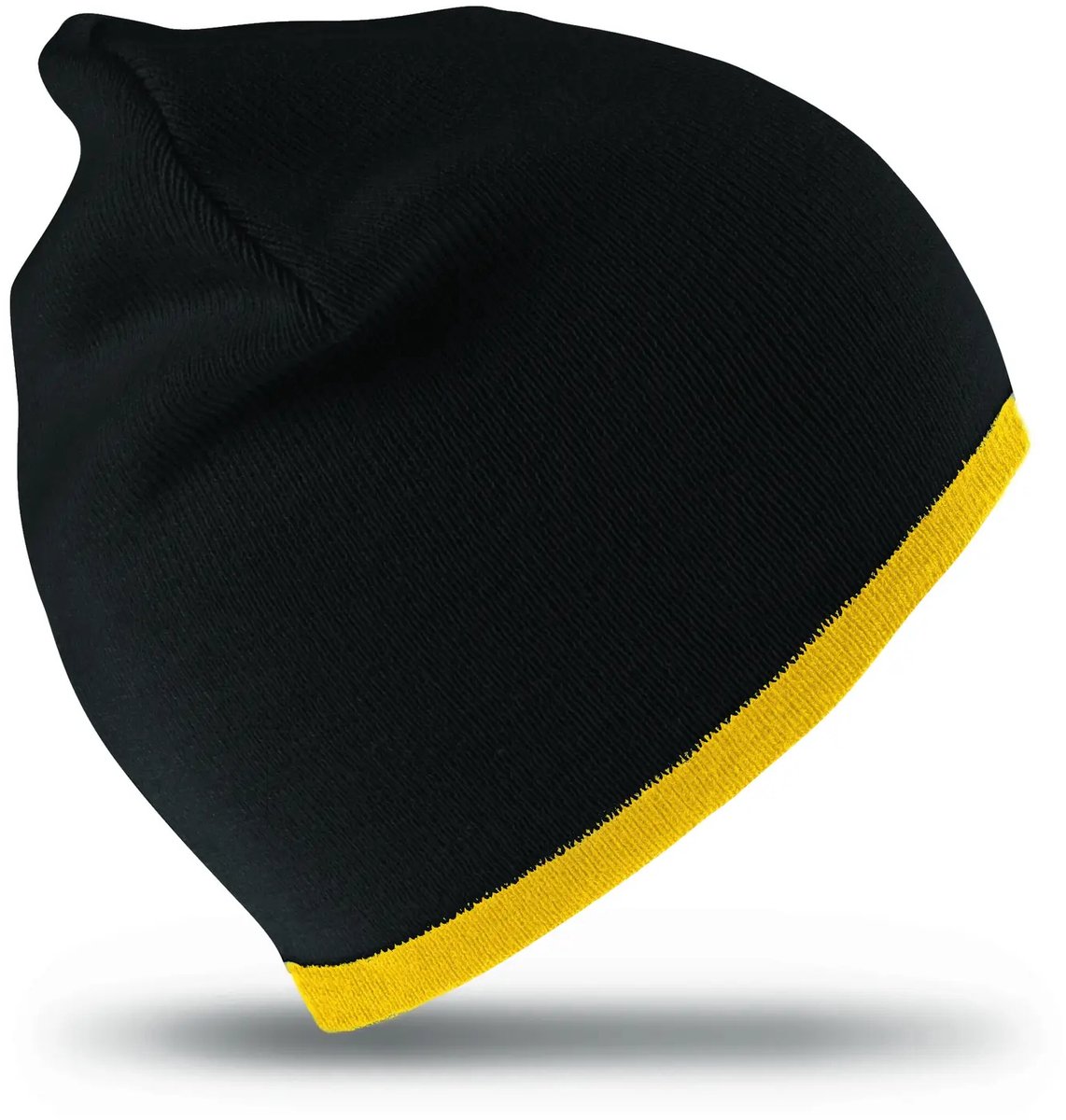 Result Soft Feel Cuffless Reversible Beanie RC46 - Black/Yellow - One size