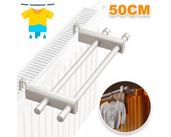 Radiatordroogrek Met Dubbele Stangen - Hittebestendig Tot 120 °C Zwaar Uitgevoerd - Geschikt Voor Paneel- En Schijfradiatoren - Wandmontage Energiebesparend - Lengte 50 cm