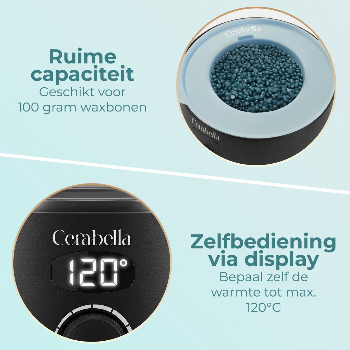 Cerabella® Professionele Wax Apparaat - Complete Set Inclusief 400 gram Wax Bonen - Ontharing Set voor Thuisgebruik - Wax Verwarmer - Wax Beans Heater - Wax Smelter Machine Pot - Zwart — cadeau in Verzorging - foto 5