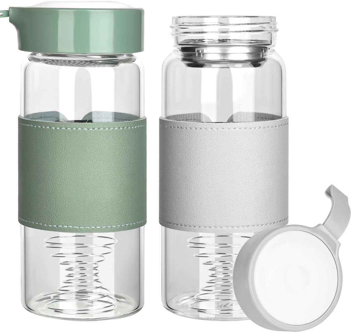 Dailygoods- Shaker 485 ml - Pakket van 2 - BPA-vrij - Antislip - Geïntegreerde zeef - Roestvrijstalen mengbal - Lekvrij deksel - Eiwitbeker