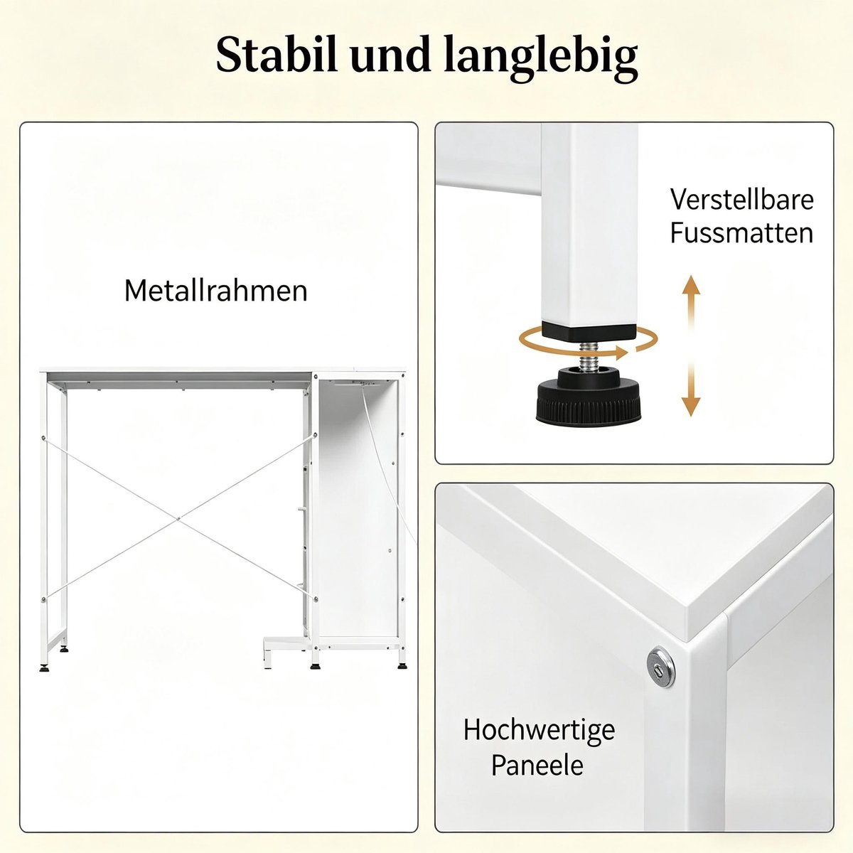 YYchan hoekbureau - wit - 80 x 120 x 76 cm - met lade - met opbergruimte - met stopcontact