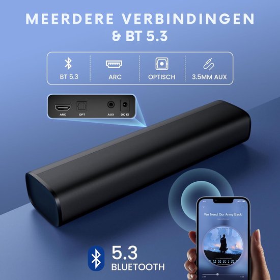 SNJY® Soundbar - TV Speaker - Home Cinema - Gaming Soundbar - Met Afstandsbediening - 56 W - Zwart van SNJY — afbeelding 4